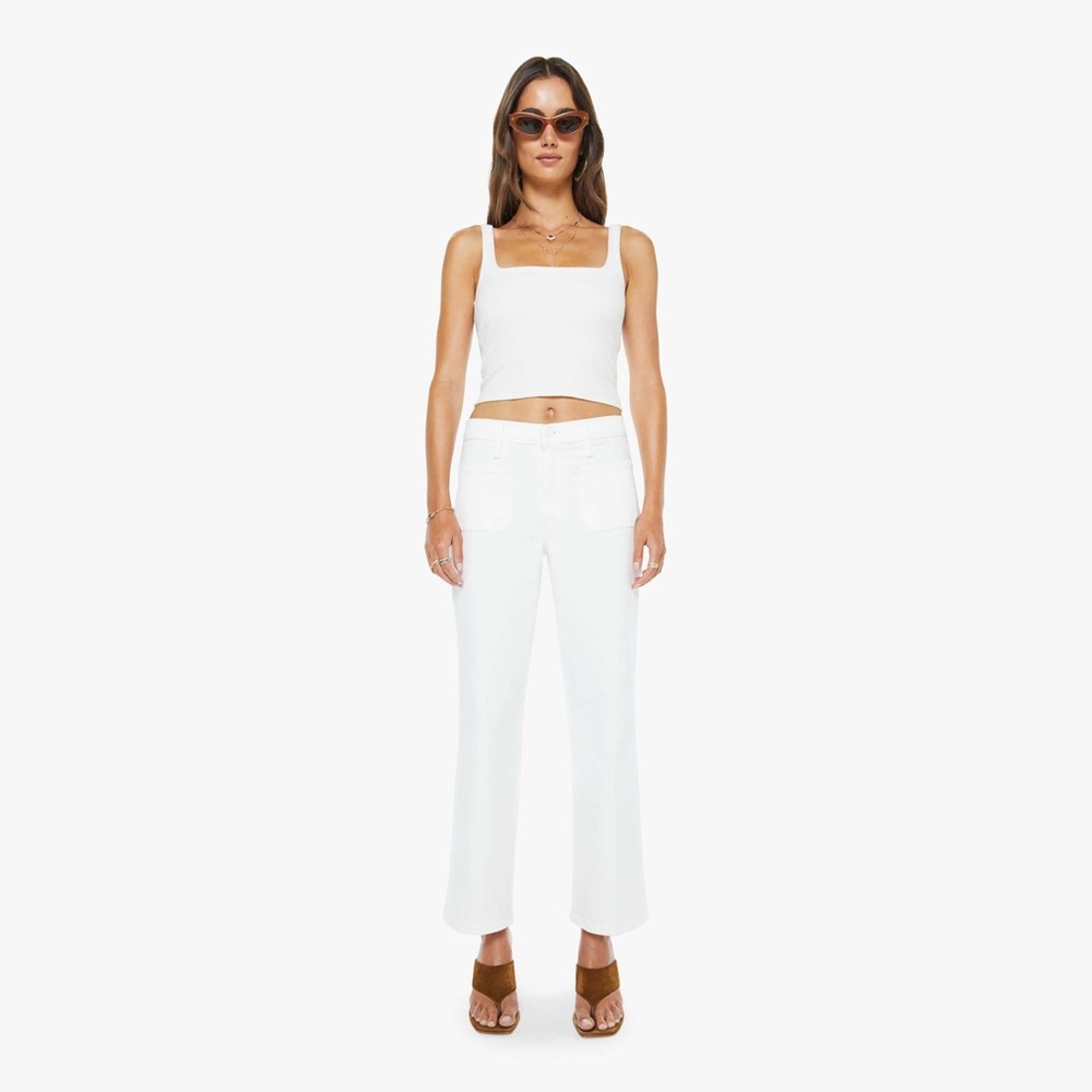 MOTHER Superior Patch Pocket Mid Rise Maven Ankle in Totally Innocent